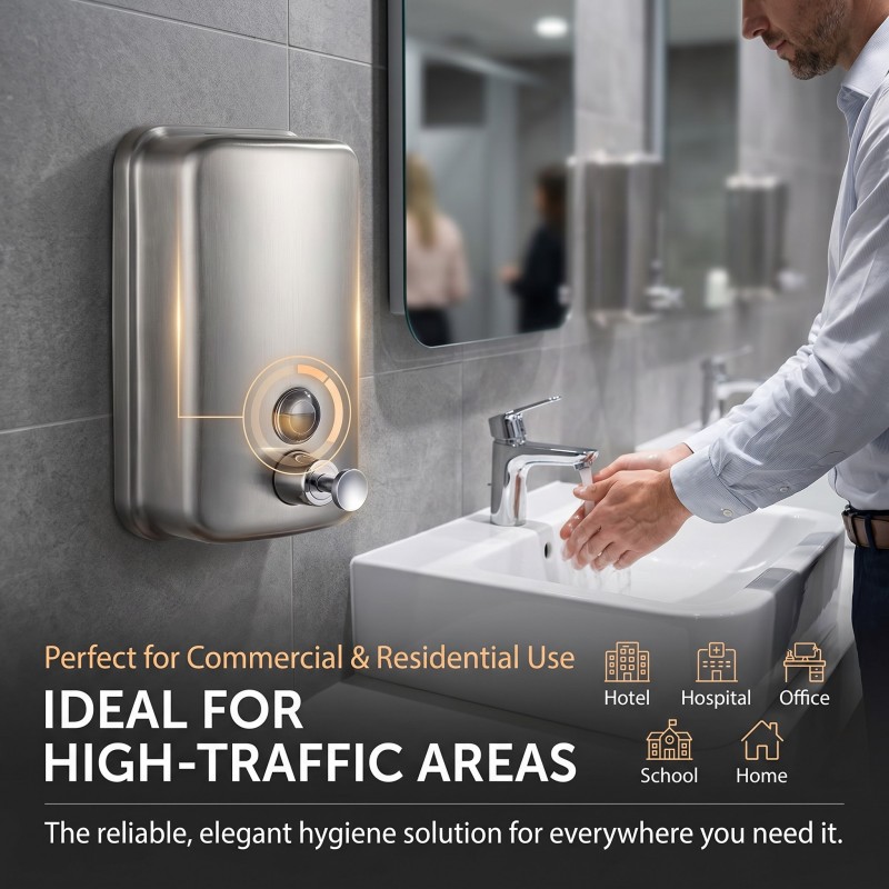 Premium 304 Stainless Steel Material Rustproof 304 Stainless Steel Soap Dispenser